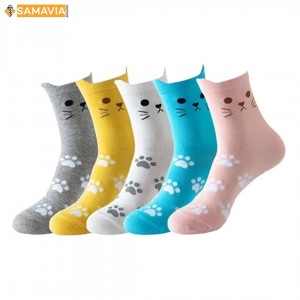 SAMAVIA Women's Socks Letter Pattern Woven