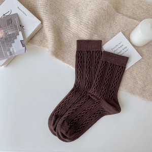 Autumn Winter Solid Color Knit Socks Women