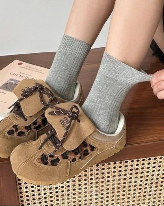 Autumn Winter Striped Solid Color Women Socks