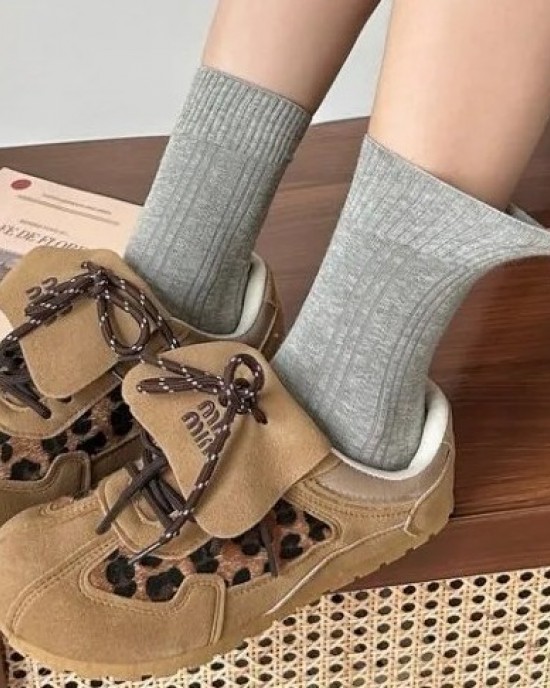 Autumn Winter Striped Solid Color Women Socks