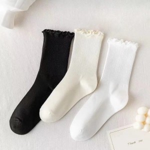 Ruffle Casual Women Socks Crew Breathable