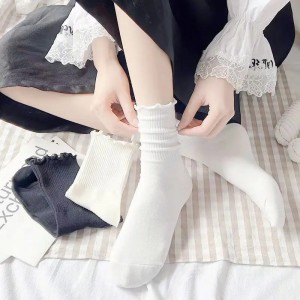 Ruffle Casual Women Socks Crew Breathable