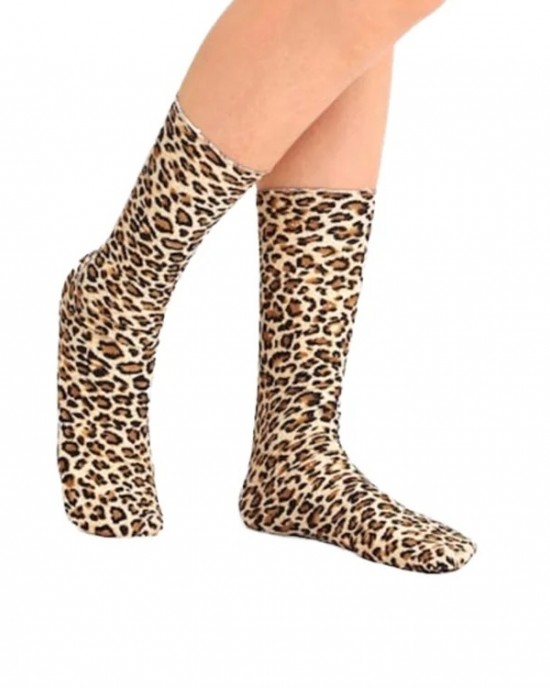Women's High Top Leopard Print Crew Socks