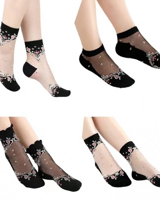 Non-slip Cotton Bottom Summer Crew Ankle Socks