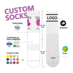 Men Knit Embroidered Basketball Crew Socks