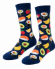 Funny Food Print Crew Socks, Unisex Fruit Sushi