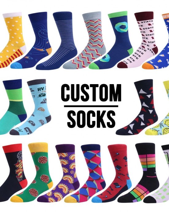 Colorful Mens Embroidered Socks Cotton Mens