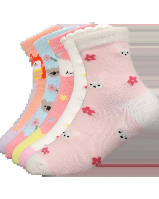 Multi-Designed 3D Flower Colorful Crew Socks