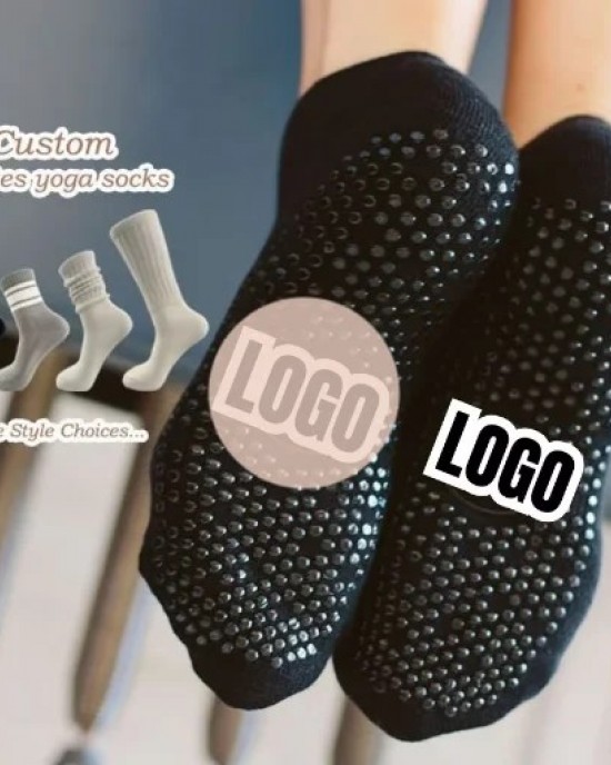 Women Crew Yoga Anti-Slip 100% Cotton Socks