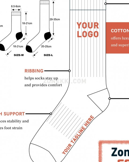 Zonekki Free Sample White Letter Crew Socks