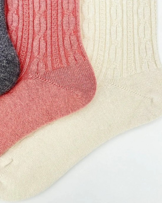 Mid-Calf Embroidered Wool Crew Socks for Women