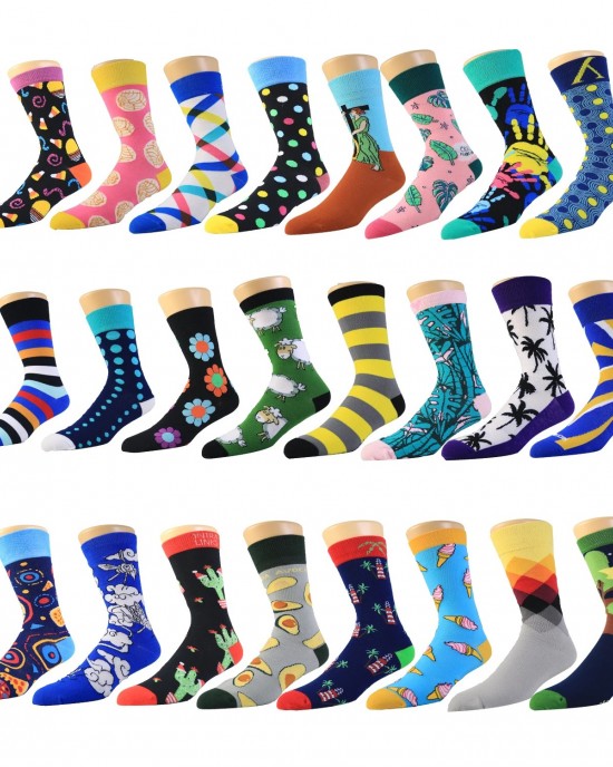 Unisex Men Funny Cotton Crew Happy Socken