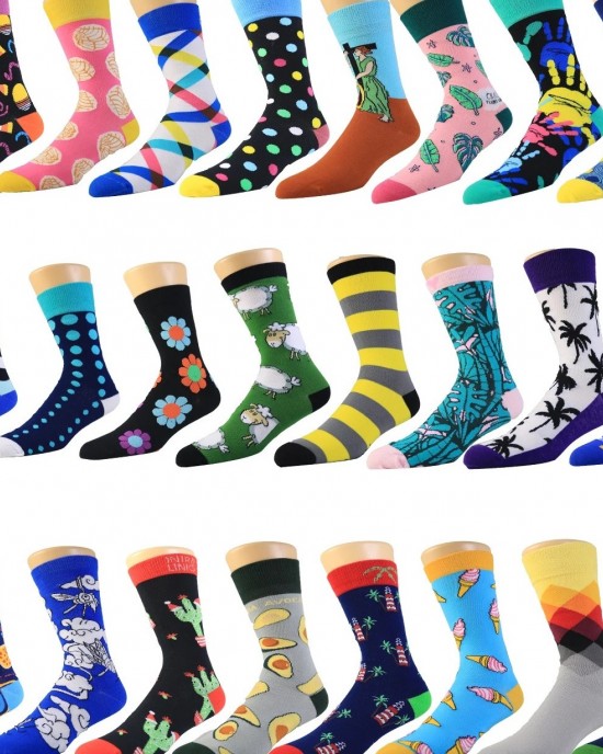 Unisex Men Funny Cotton Crew Happy Socken