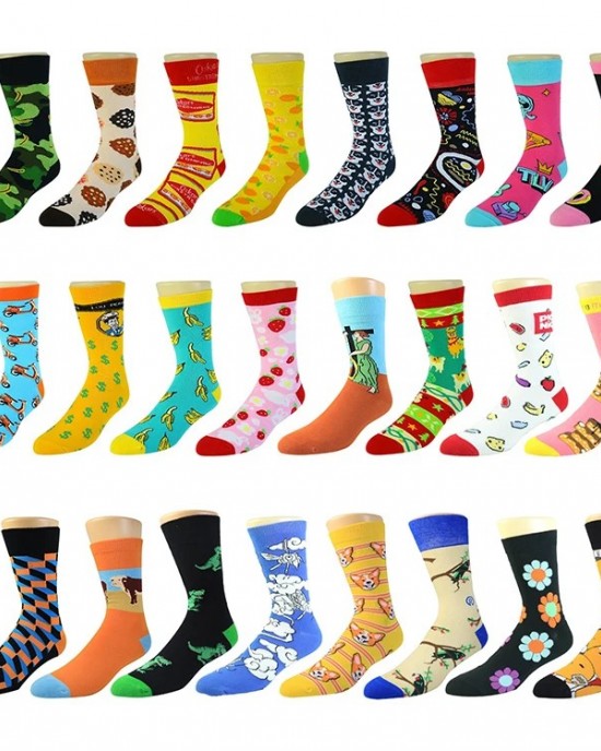 Unisex Men Funny Cotton Crew Happy Socken